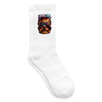 Level Up: Fire, Coins & Controllers - Tennis socks - white - Right