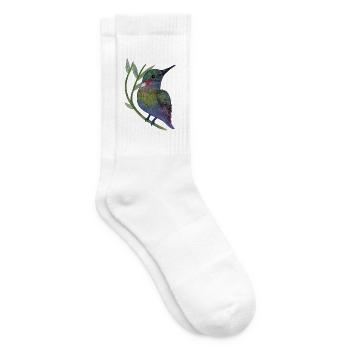 Colibri coloré sur branche de feuille - Chaussettes de tennis - blanc - Droite