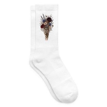 Skeletthand mit Wildblumenstrauß - Tennissocken - Weiß - Rechts