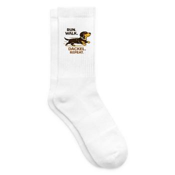 Run, Walk, Dackel, Repeat. Dackelliebe. Dachshund. - Tennissocken - Weiß - Rechts