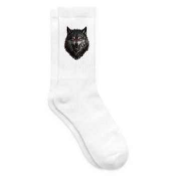 Roter Blick Wolfkopf - Tennissocken - Weiß - Rechts