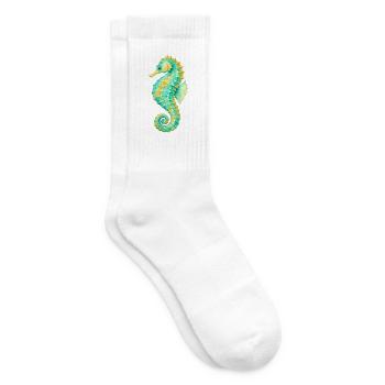 Watercolor Seahorse - Tennis socks - white - Right
