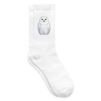 Watercolor snowy owl illustration - Tennis socks - white - Right