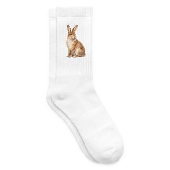 Motif du lapin aquarelle - Chaussettes de tennis - blanc - Droite