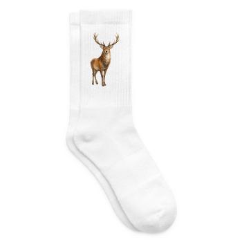Forest Deer Watercolor Painting - Tennis socks - white - Right