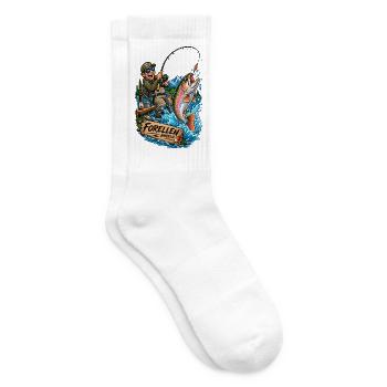 Forellenangeln Comic-Abenteuer - Tennissocken - Weiß - Rechts