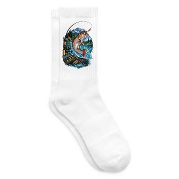 Poissons arc-en-ciel sautent au lac de montagne - Chaussettes de tennis - blanc - Droite