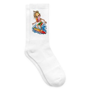 Surfer Cartoon Wave Hero - Tennis socks - white - Right