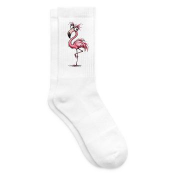 Flamingo Cartoon Pink Groove - Tennis socks - white - Right