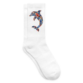 Patchwork dolphin with floral power - Tennis socks - white - Right