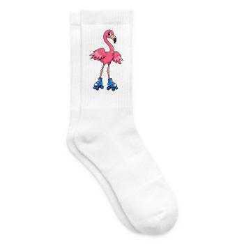 Flamingo zeigt seine großen rosa Flügel - Tennissocken - Weiß - Rechts