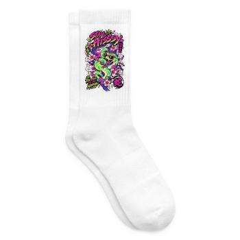 Neon Drachen im Blütenrausch - Tennissocken - Weiß - Rechts