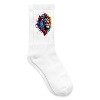 Bunte Löwen Aquarell - Tennissocken - Weiß - Rechts