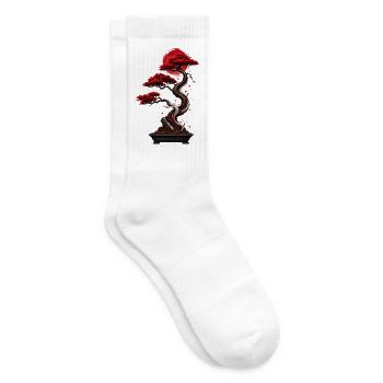Roter Bonsai im Mondroten Licht - Tennissocken - Weiß - Rechts