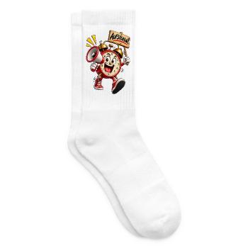 Aufstehen! Cartoon Alarmuhr - Tennissocken - Weiß - Rechts
