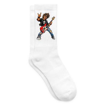Rocker mit Skull-Tee und roter Bass - Tennissocken - Weiß - Rechts