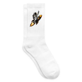 Bitcoin Astronaut auf Rakete - Bitcoin to the Moon - Tennissocken - Weiß - Rechts