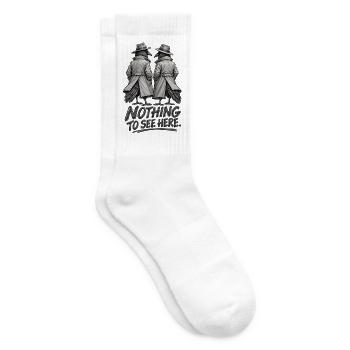 Hier gibt es nichts zu sehen – geheimnisvoller Krähenhumor - Tennissocken - Weiß - Rechts