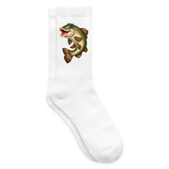 Fröhlicher Regenbogenlachs Cartoon - Tennissocken - Weiß - Rechts