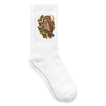 Waldkauz auf Eichenast - Tennissocken - Weiß - Rechts