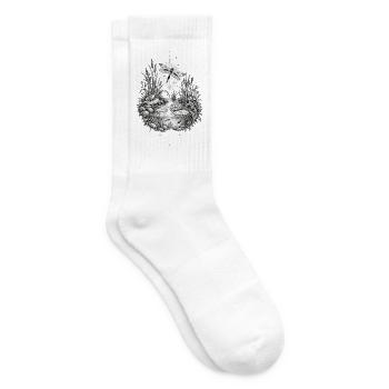Teichbiotop mit Libelle Frosch und Pflanzen - Tennissocken - Weiß - Rechts