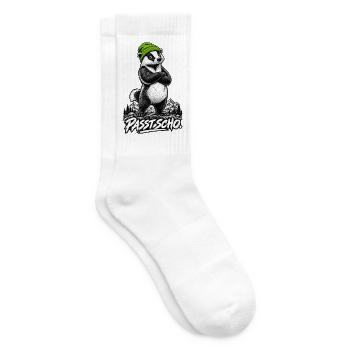 Panda mit grüner Mütze am Berg - Tennissocken - Weiß - Rechts
