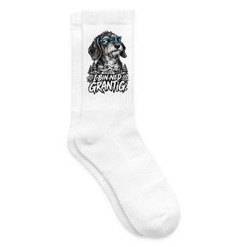 Grantiger Hund mit Brille - Tennissocken - Weiß - Rechts