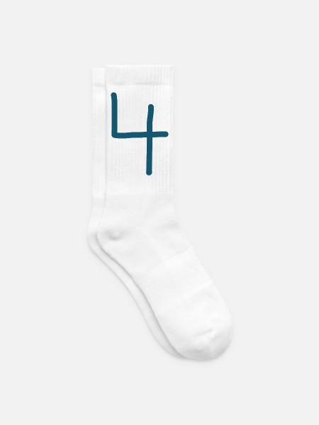 4 Nummer vier Zahl Geburtstag - Tennissocken - Weiß