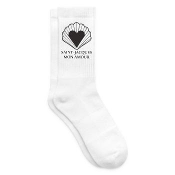 Coeur dans coquille Saint Jacques - Chaussettes de tennis - blanc - Droite