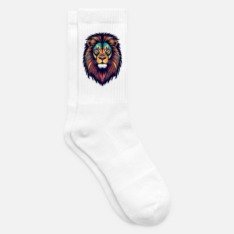 Explosion de couleur de lion brillant - Chaussettes de tennis - blanc