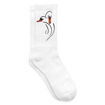 Duo de cygnes amoureux - Chaussettes de tennis - blanc - Droite