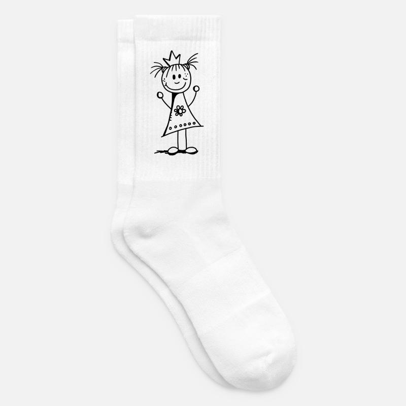 Kleine Prinzessin - Krone - Strichmännchen - Tennissocken - Weiß