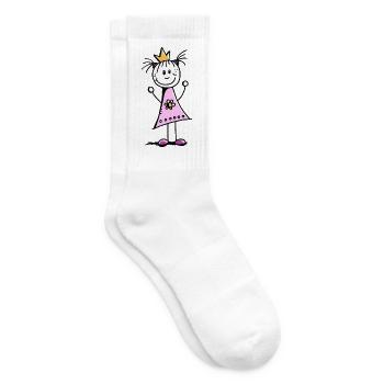 Lustige Prinzessin mit Krone und rosa Kleid - Tennissocken - Weiß - Rechts