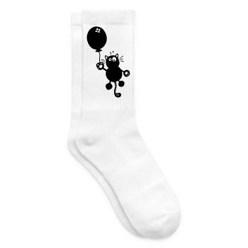 Katze mit Ballon - Tennissocken - Weiß - Rechts
