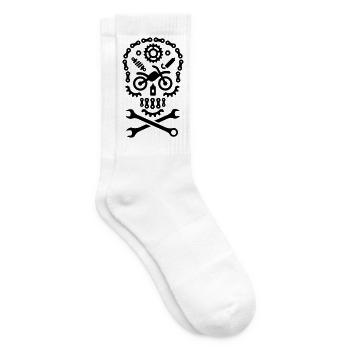 Halloween MotoCross Schädel Dirt Bike Motorrad - Tennissocken - Weiß - Rechts
