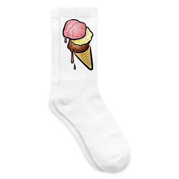 Eistüte mit drei Kugeln Eis - Tennissocken - Weiß - Rechts