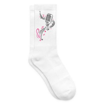 Mikrofon mit Musiknoten und Notenschlüssel - Tennissocken - Weiß - Rechts