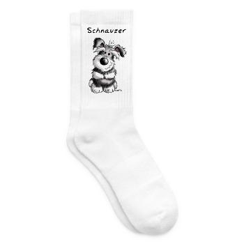 Happy Schnauzer - Dog - Puppy - Gift - Tennis socks - white - Right