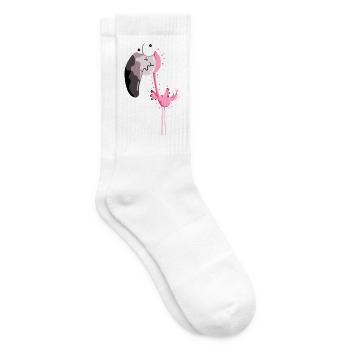 Lustiger Flamingo - Flamingos - Vogel - Comic - Tennissocken - Weiß - Rechts