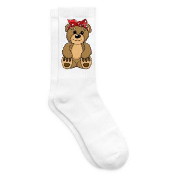 Teddy Bär mit Kopfband Punkte sehr süß für Kinder - Tennissocken - Weiß - Rechts