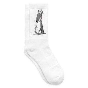 Windhund Mama mit Welpe I Whippet Hund - Tennissocken - Weiß - Rechts