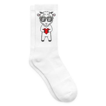Ziege mit Sonnenbrille und Herz - Tennissocken - Weiß - Rechts
