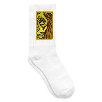 Lion Portrait in Yellow-Brown Style Lion Portrait - Tennis socks - white - Right