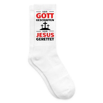 Gott Jesus Stark Rot Typografie - Tennissocken - Weiß - Rechts