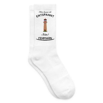Urlaub und Entspannung auf Fehmarn, Zeichnung - Tennissocken - Weiß - Rechts