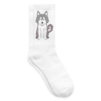 Dog Cartoon Amazing Siberian Husky - Tennis socks - white - Right
