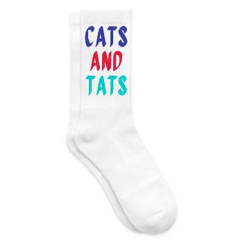 Katzen und bunte Pop-Tattoos - Tennissocken - Weiß - Rechts