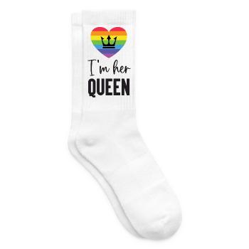 Mois de la fierté LGBT - Je suis sa reine - Chaussettes de tennis - blanc - Droite