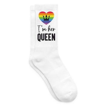 Mois de la fierté LGBT - Je suis sa reine - Chaussettes de tennis - blanc - Droite