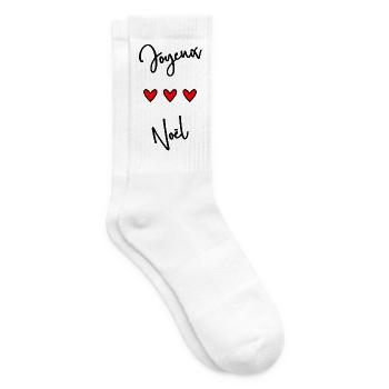 NOËL. JOYEUX NOËL. MERRY CHRISTMAS. NOUVEL AN - Chaussettes de tennis - blanc - Droite